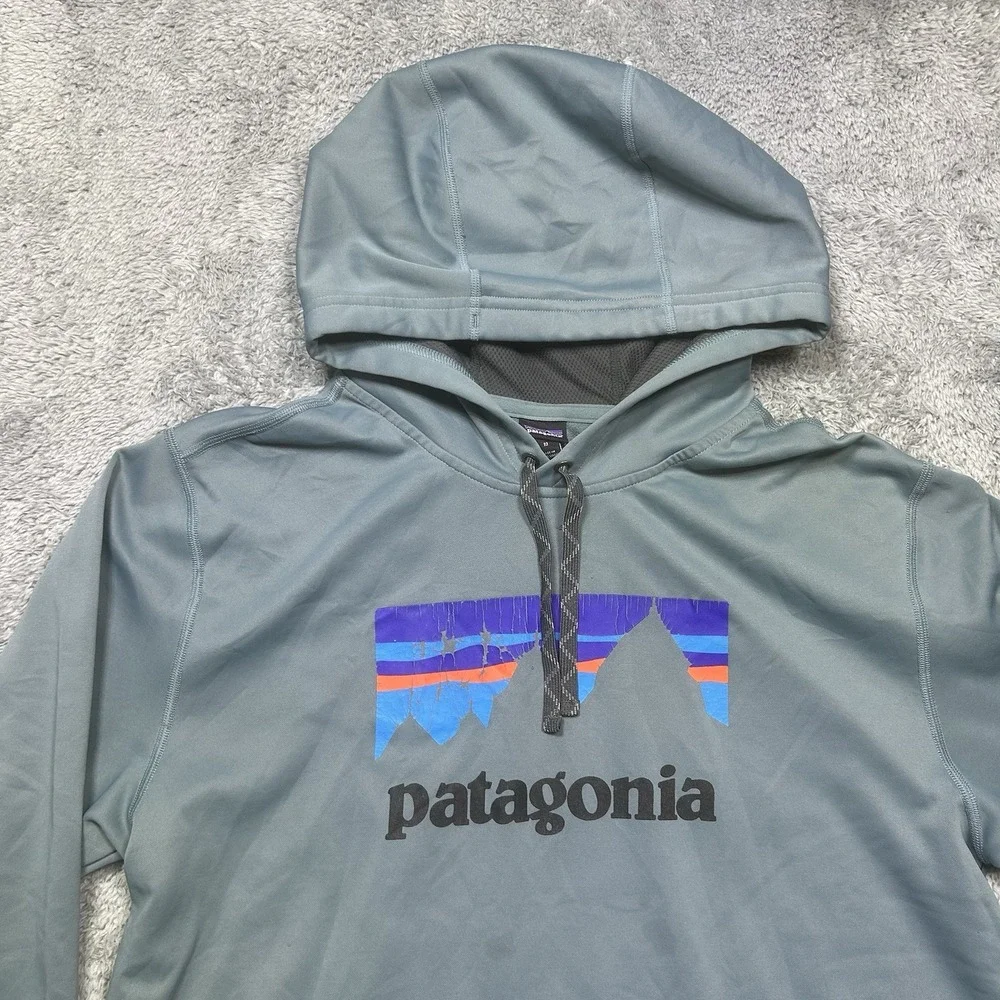 Patagonia Shop Sticker PolyCycle Hoody Hoodie Men's M Gray‎ *SPOTS/SCRATCH